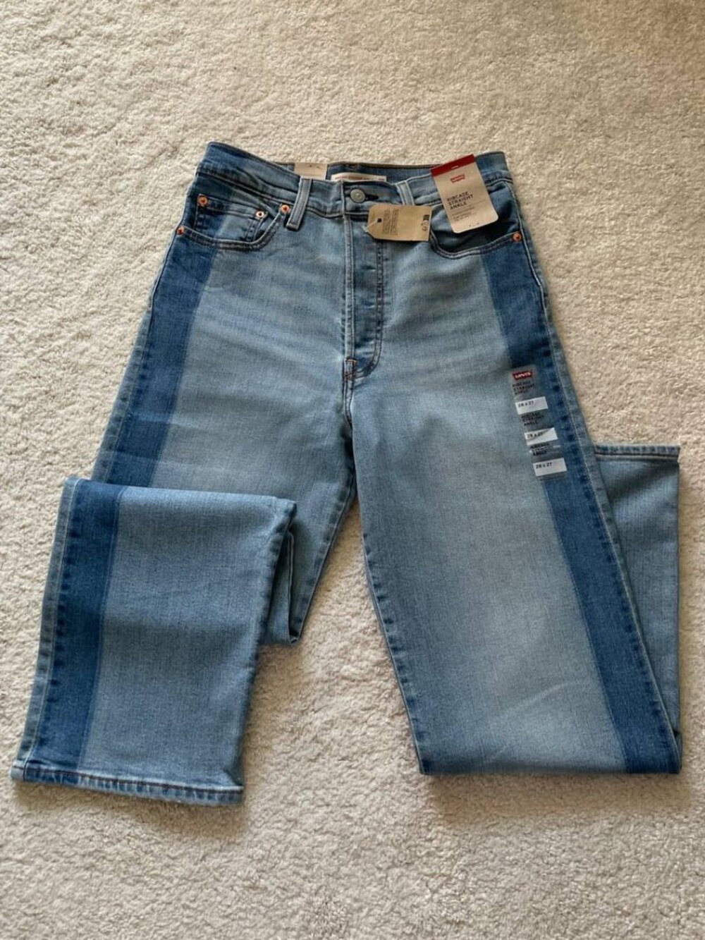 NWT Levi's Ribcage Straight Ankle Striped Women's Jeans Size 28/27